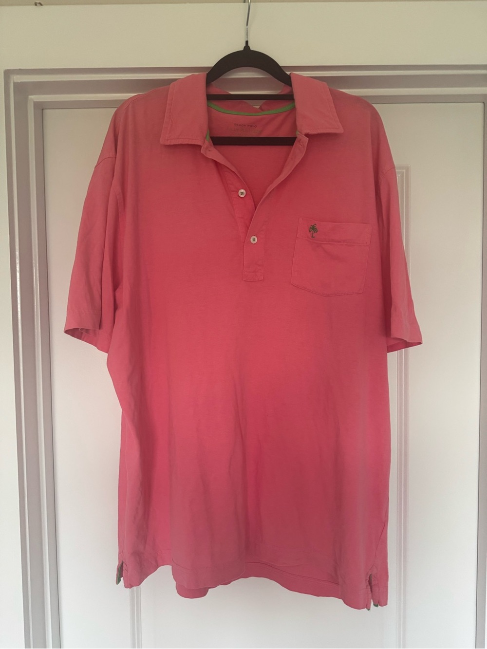 Lilly Pulitzer Men's Coral-Pink Polo with Chest Pocket